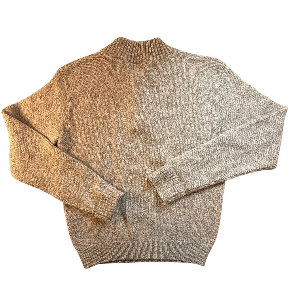 VTG London Fog Outdoors Unlimited Mens L Oatmeal Marl Henley Wool Knit‎ Sweater